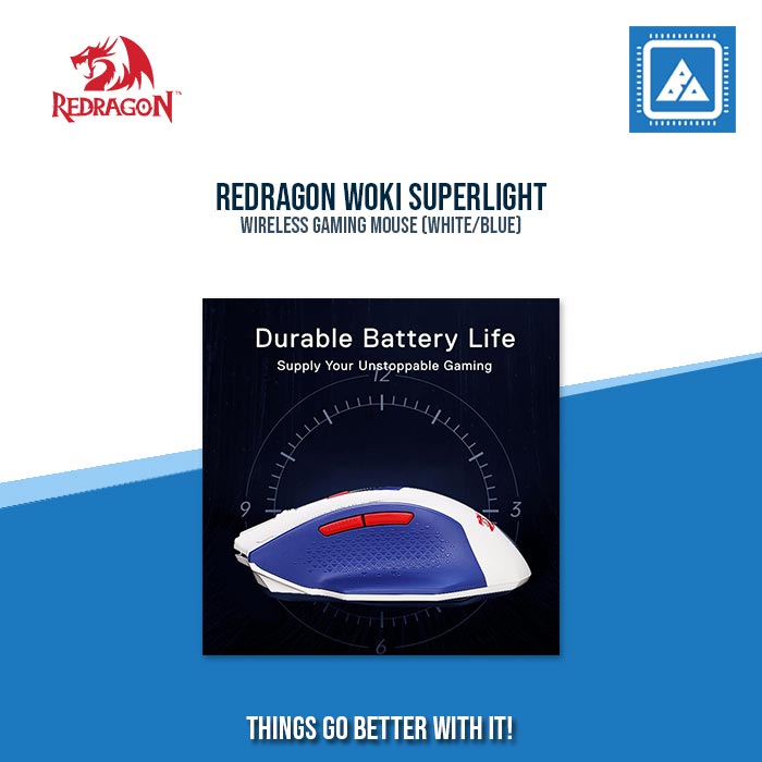 REDRAGON WOKI SUPERLIGHT WIRELESS GAMING MOUSE (WHITE/BLUE) REDRAGON WOKI SUPERLIGHT WIRELESS GAMING MOUSE (WHITE/BLUE)